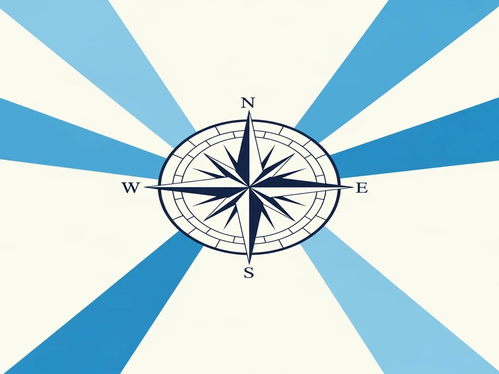 Illustration of a compass at the center of several diverging paths, each leading to a different style of structure