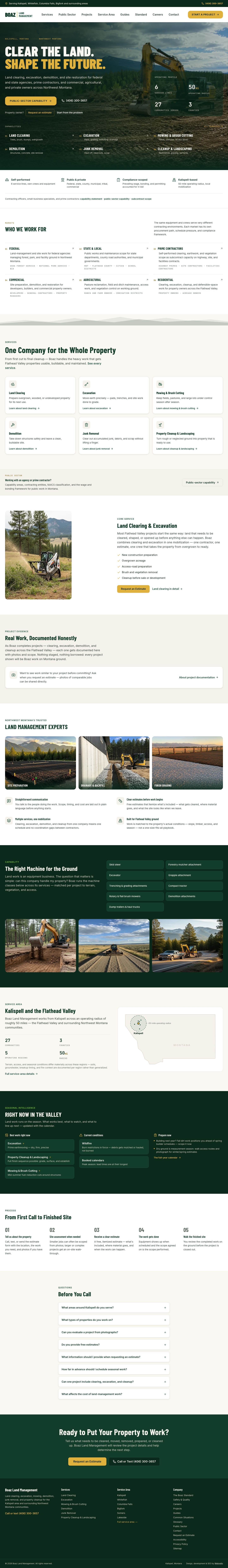 Boaz Land Management homepage on desktop