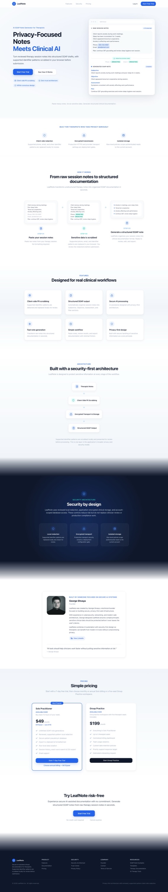 Leafnote AI website thumbnail