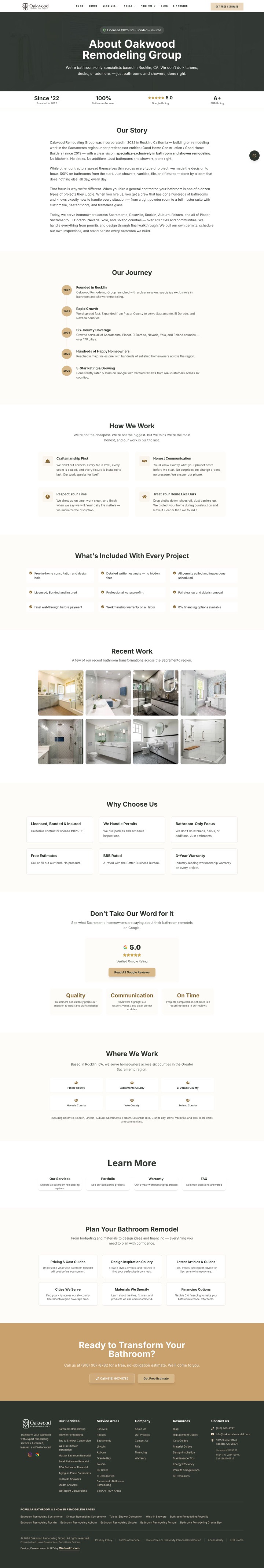 Oakwood Remodel service page on desktop
