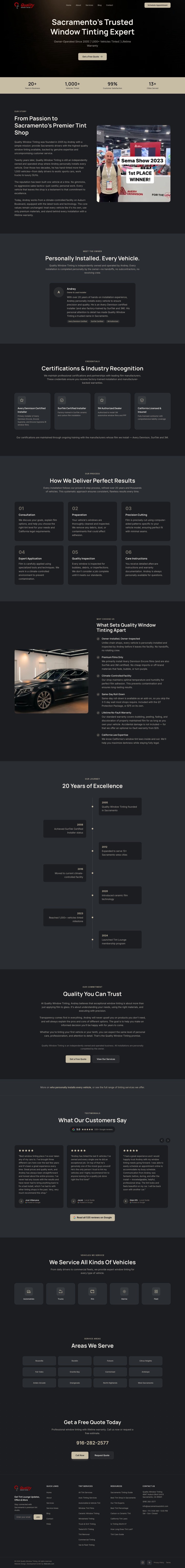 Sacramento Auto Tint service page on desktop